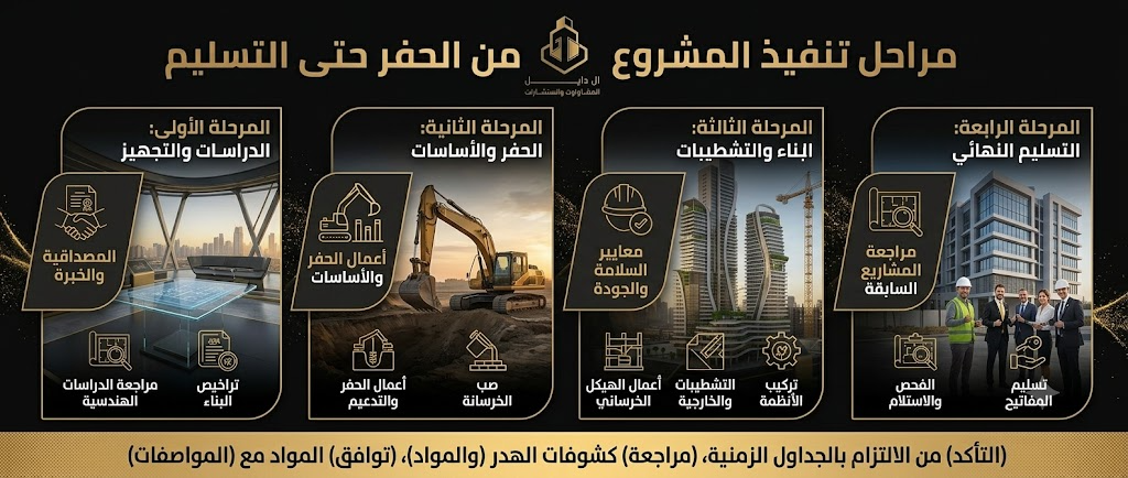 خطوات تنفيذ مشروع إنشائي